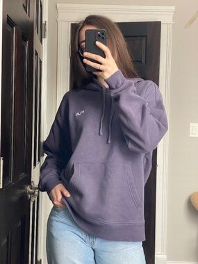 FILA Women’s Oversized Purple Hoodie XL Fleece Pullover Sweatshirt